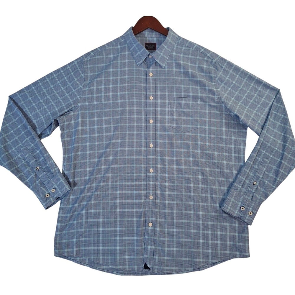Untuckit Dress Shirt Men's 2XL Purple Blue Check Long‎ Sleeve Button Up